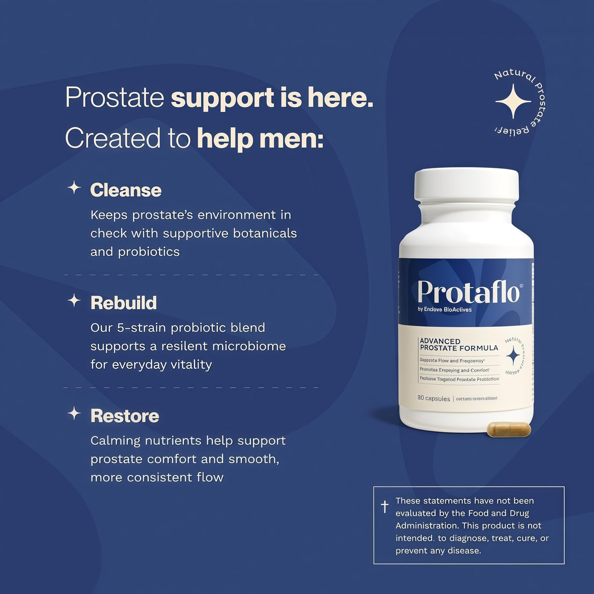 Prostate Support for Men, Urinary Flow & Bladder Care, 60 Capsules With probiotics, black walnut, nettle, turmeric, lycopene, pumpkin seed, vitamin D3 & K2, zinc & selenium.