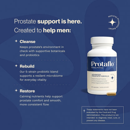 Prostate Support for Men, Urinary Flow & Bladder Care, 60 Capsules With probiotics, black walnut, nettle, turmeric, lycopene, pumpkin seed, vitamin D3 & K2, zinc & selenium.